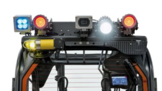 Diverse sisteme de iluminare de siguranță și Linde Reverse Assist Camera pe stivuitorul electric E14, cu protecție împotriva exploziilor, de la Linde MH