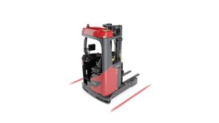 R-MATIC k de la Linde MH proiectează linii roșii de avertizare pe podea R-MATIC k de la Linde MH proiectează linii roșii de avertizare pe podea