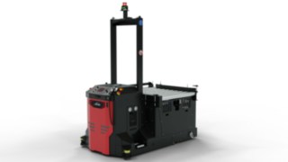 Echipamentul ghidat fără operator I-MATIC CT core de la Linde MH cu o platformă transportoare pentru încărcare și descărcare automată