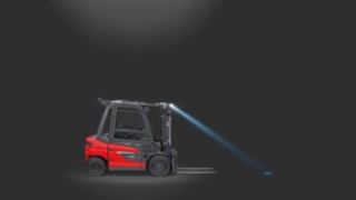 Linde BlueSpot utilizat pe un stivuitor electric.